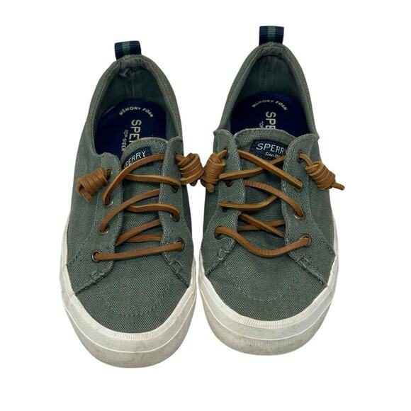 SPERRY green canvas Crest Vibe DUCK MONTAN Sneaker Size 6 - Picture 2 of 11